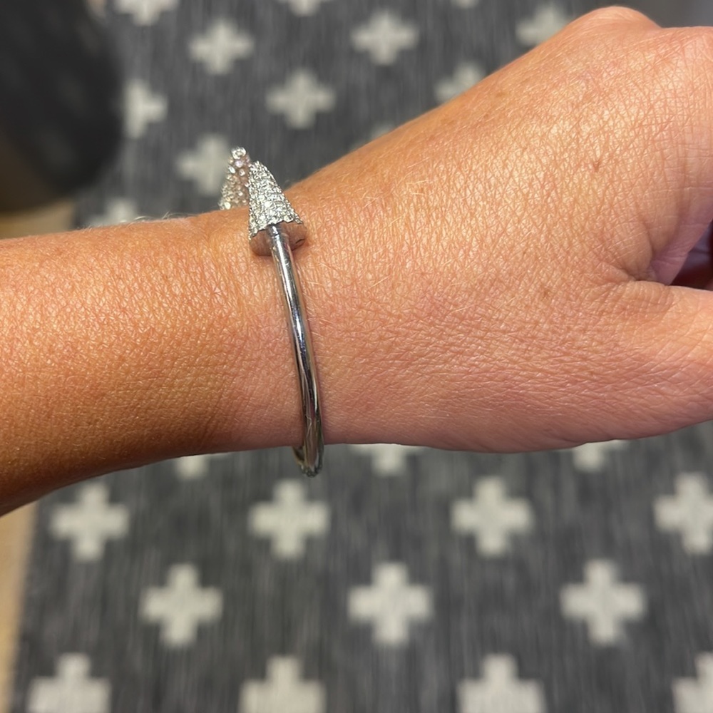 Rhinestone Silver Cuff - Picture 2 of 4
